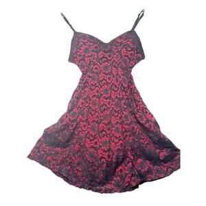 Frederick’s of Hollywood Women’s Medium Red Black Vintage Slip Dress